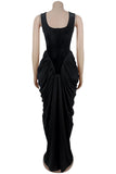 Draped Evening Gown with Fitted Bodice