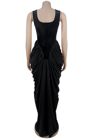 Draped Evening Gown with Fitted Bodice