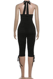 Halter Neck Ruched Pants Set