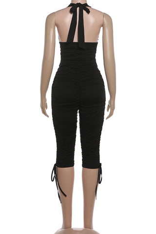 Halter Neck Ruched Pants Set