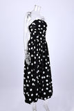 Strapless Polka Dot Midi Dress