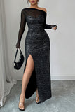 Off-Shoulder Sparkle Evening Dress