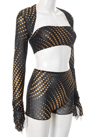 Polka Dot Short Set with Long Sleeves