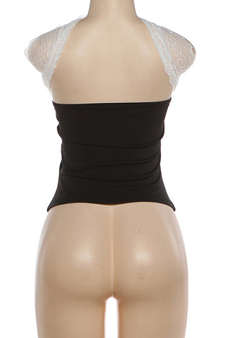 Lace-Detailed Halter Top