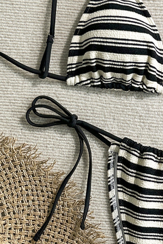 Striped Triangle Bikini Set