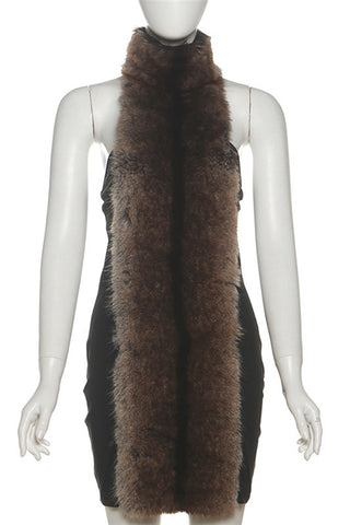 Elegant Faux Fur Trimmed Dress