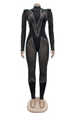Sparkling Mesh Detail Jumpsuit
