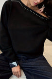 Off-Shoulder Studded Sweater