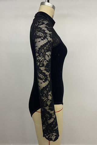 Lace Sleeve Embellished Bodysuit