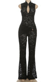 High-Neck Lace Jumpsuit