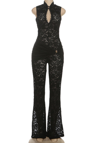 High-Neck Lace Jumpsuit