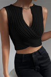 Chain Accent Ribbed Wrap Tank