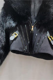 Zip-Front Cropped Faux Fur Jacket