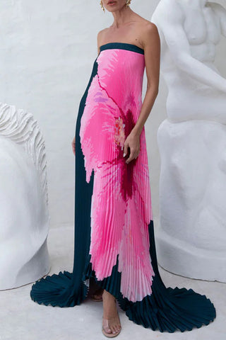 Strapless Maxi Dress with Artistic Pattern