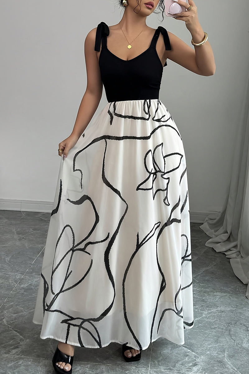 Artistic Tie-Shoulder Casual Dress
