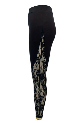 Lace Insert High-Waisted Casual Pants
