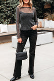 Glitter Mesh Long-Sleeve Top