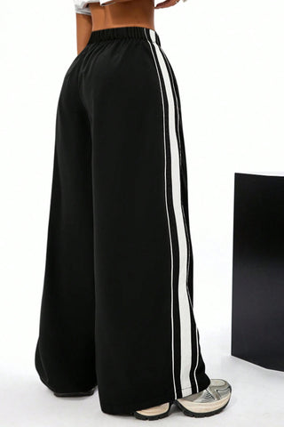 Wide-Leg Stripe Casual Pants