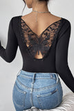 Floral Lace Back Long Sleeve Top