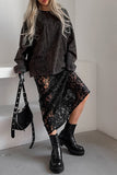 Lace Overlay Maxi Skirt