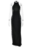 Elegant Halter Lace Maxi Dress