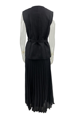 Chic Belted Skirt Set with Button Accents