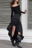 Asymmetrical Ruffle Midi Skirt