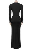 Elegant Long-Sleeve Cutout Dress