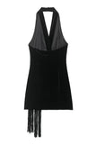 Fringe Halter Wrap Dress