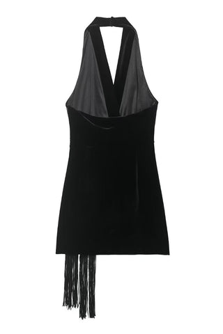 Fringe Halter Wrap Dress