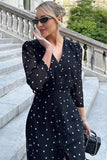 Polka Dot V-Neck Casual Dress