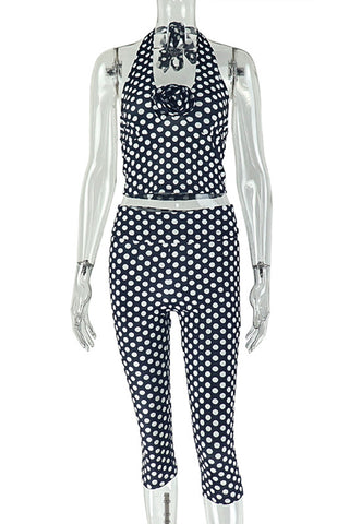 Polka Dot Halter Pants Set