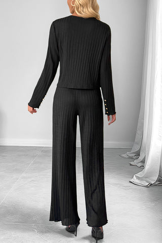 Button-Front Pinstripe Pants Set