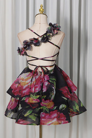 Floral Ruffle Tiered Mini Dress