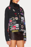 Patchwork Denim Jacket with Patterns
