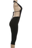 Deep-V Neck Tie-Back Romper