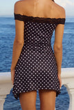 Off-Shoulder Polka Dot Casual Dress