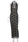 Elegant Halter Lace Evening Dress