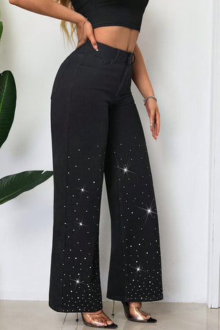 Rhinestone Wide Leg Jeans