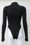 Sheer Panel Long Sleeve Bodysuit