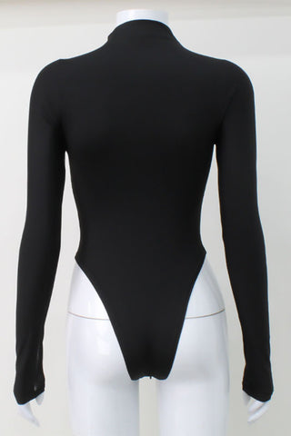Sheer Panel Long Sleeve Bodysuit