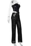 Lace-Up Corset and Sheer Pants Set