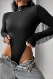 Fringe Detail Long-Sleeve Bodysuit
