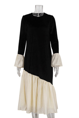 Asymmetrical Ruffle Hem Casual Dress