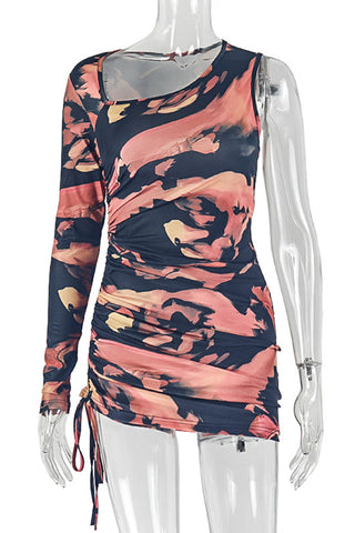 Asymmetric Tie-Dye Mini Dress