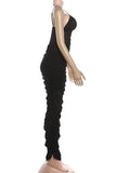 Ruched Mesh Evening Maxi Dress