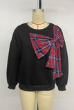 Checkered Bow Accent Sweater