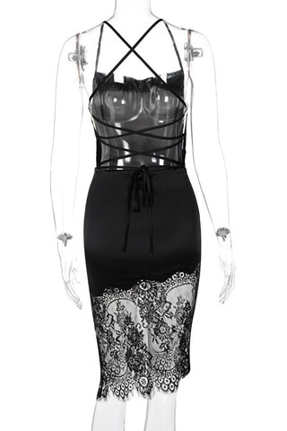 Lace-Trim Spaghetti Strap Dress