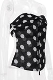 Strapless Twist-Front Polka Dot Top