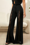Elegant High-Waist Lace Panel Pants